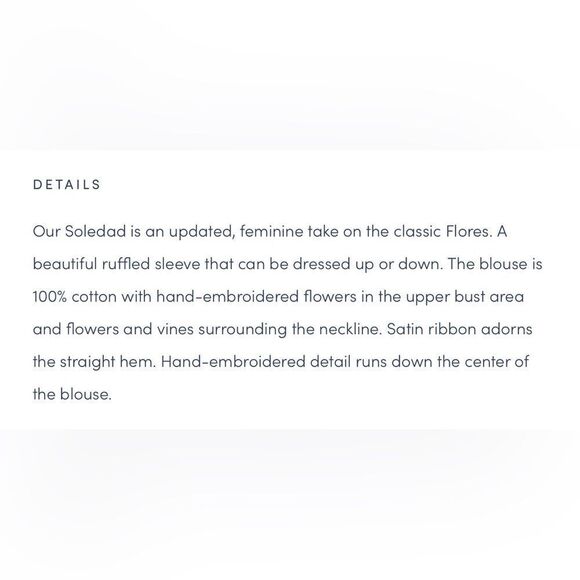 MI GOLONDRINA Blue White Striped Floral Embroidered Soledad Blouse Sz S Bohemian - Picture 8 of 9